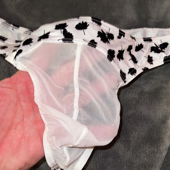 Sexy black and white pattern with see through crotch men’s thong Asian size XL - Picture 6 of 8